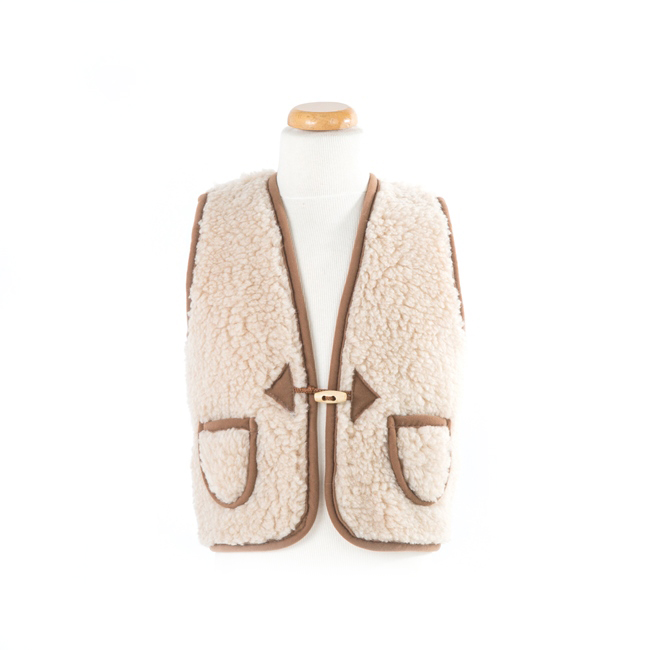 Gilet enfant sans manche marron en laine GLEM