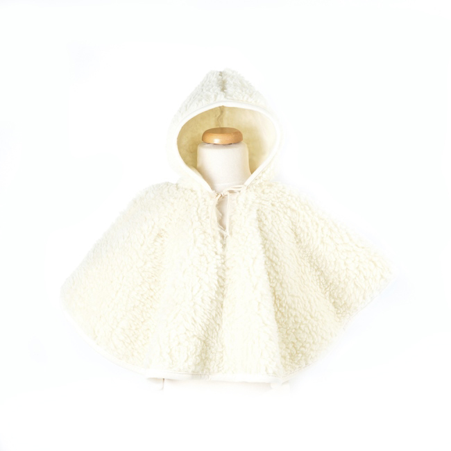 Poncho enfant blanc en laine