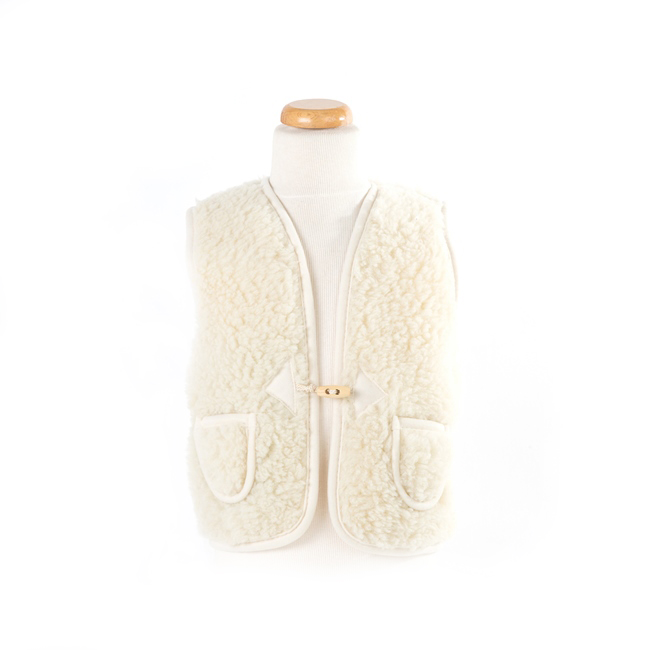 Gilet enfant sans manche blanc en laine GLEB