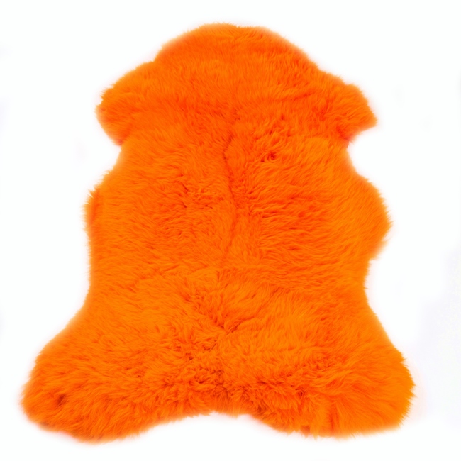Peau de mouton mérinos teintée orange tapis descente de lit tapis en laine naturelle chambre orange direct tannerie importateur grossiste vente gros