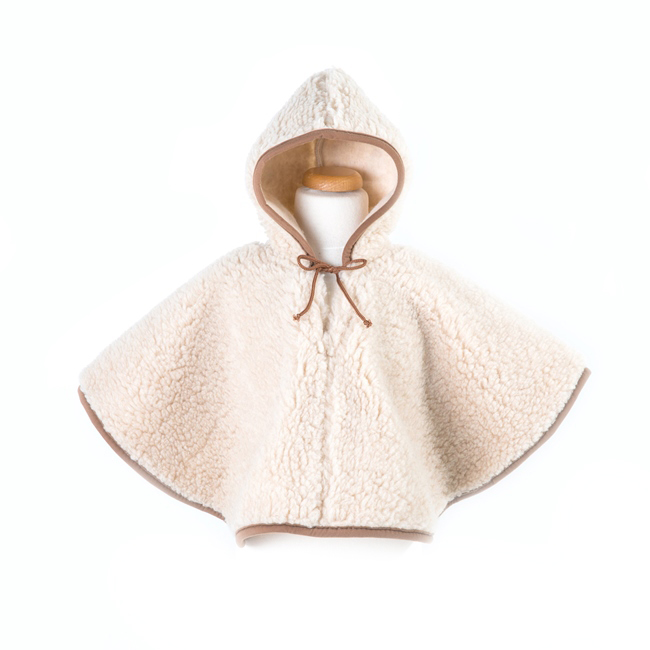 Poncho enfant marron en laine