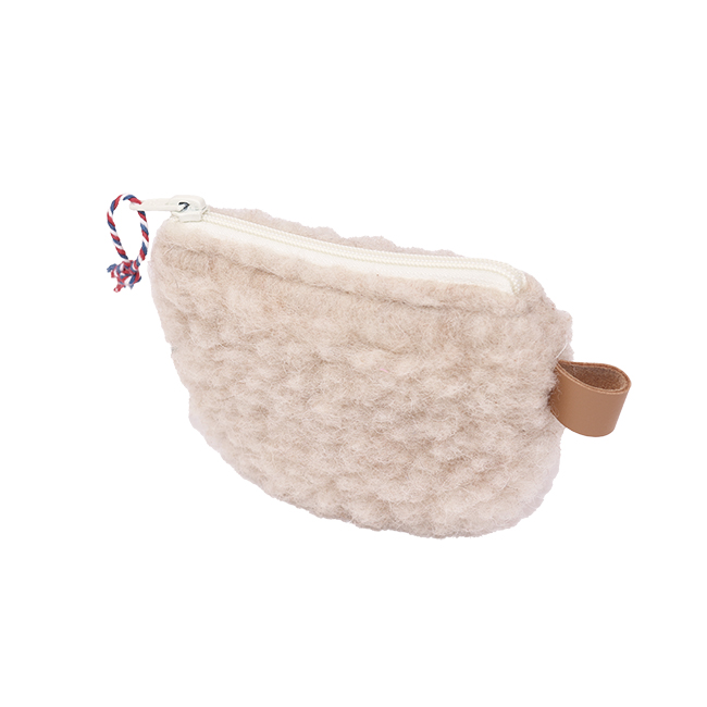 Porte monnaie en laine marron clair N2